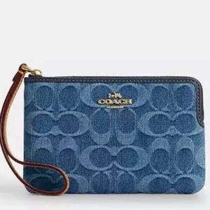 Coach Indigo Denim Signature Zip Wristlet